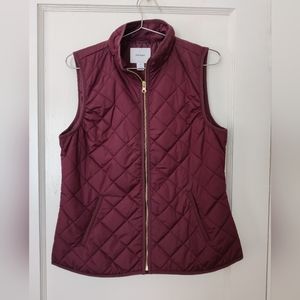 Old Navy Quilted Vest Medium Maroon